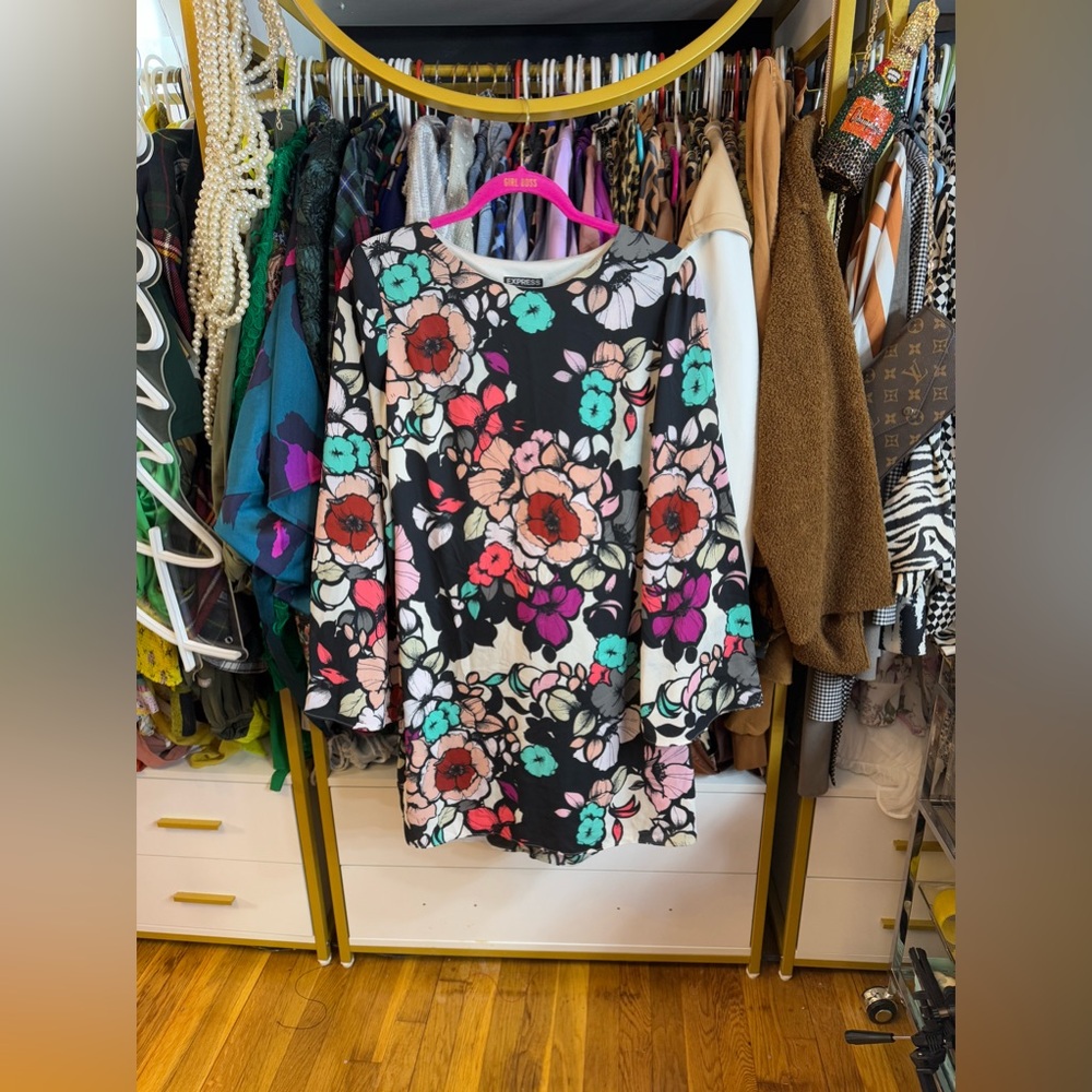 Express Floral Open-Back Dress | Size 10